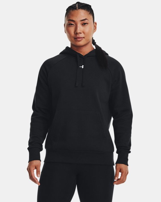 Damen UA Rival + Fleece Hoodie, Black, pdpMainDesktop image number 0